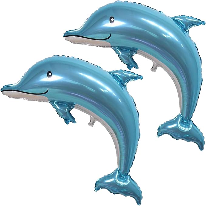 Large Dolphin Balloons,2 PCS 46 Inch Ocean Animals Foil Mylar Balloons,Sea Animal Balloons for Kids Birthday Themed Party Decorations