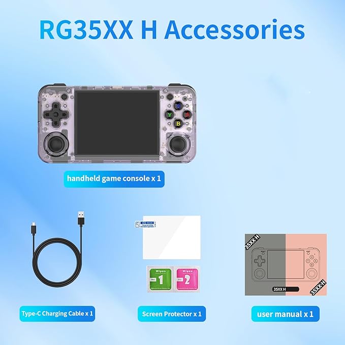 WESICH RG35XX H Retro Game Console,3.5 Inch IPS Screen Built-in 64GB+128GB TF Card,with 3300mAh Battery Linux System Games Consoles,Support HD and TV Output Casual Game Console(Purple)