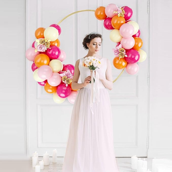 Balloons Pink Orange Yellow, 50PCS Pink Yellow Orange Balloon Arch Kit, Latex Party Balloons for Birthday Decoration Wedding Baby Shower Engagement Balloons Decoration Party Supplies