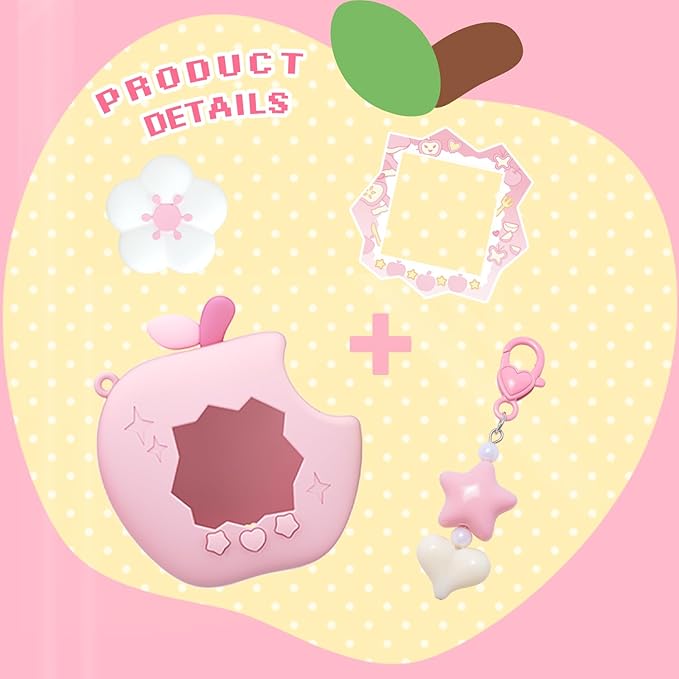 Apple Case for Tamagotchi Paradise, 4-iaradisen-1 Shockproof Silicone Protective Cover Kit with Faceplate, Flower Dial Cap & Charm, Kawaii Accessories for Girls & Adults (Pink)