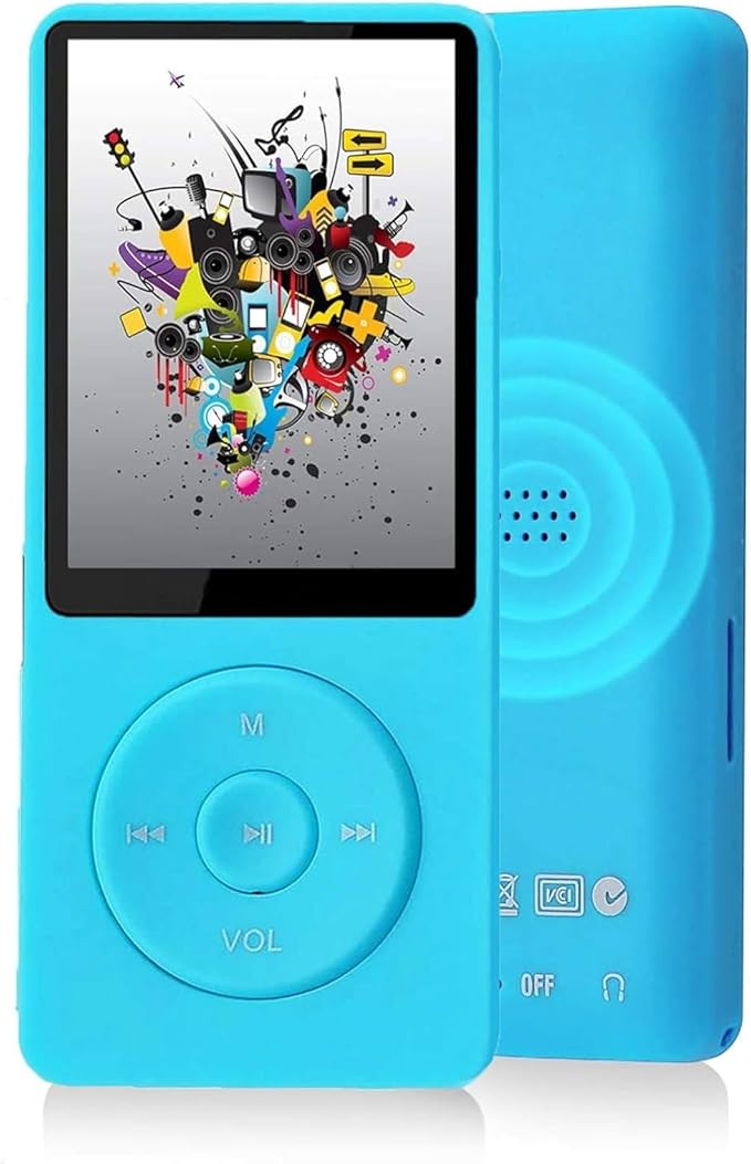 Mp3 Mp4 Player for Kids, MP3 Player with 1.8in HD Screen, FM Radio, Earphone, Portable HiFi Audio Player with Voice Recorder Video Photo Viewer E Book Games (Blue)