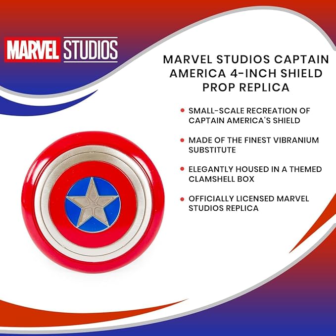 CAPTAIN AMERICA Marvel Studios 4-Inch Shield Prop Replica | Action Figure Statue, Desk Toy Accessories, Home Office Decor | The Avengers Infinity Saga Collectible