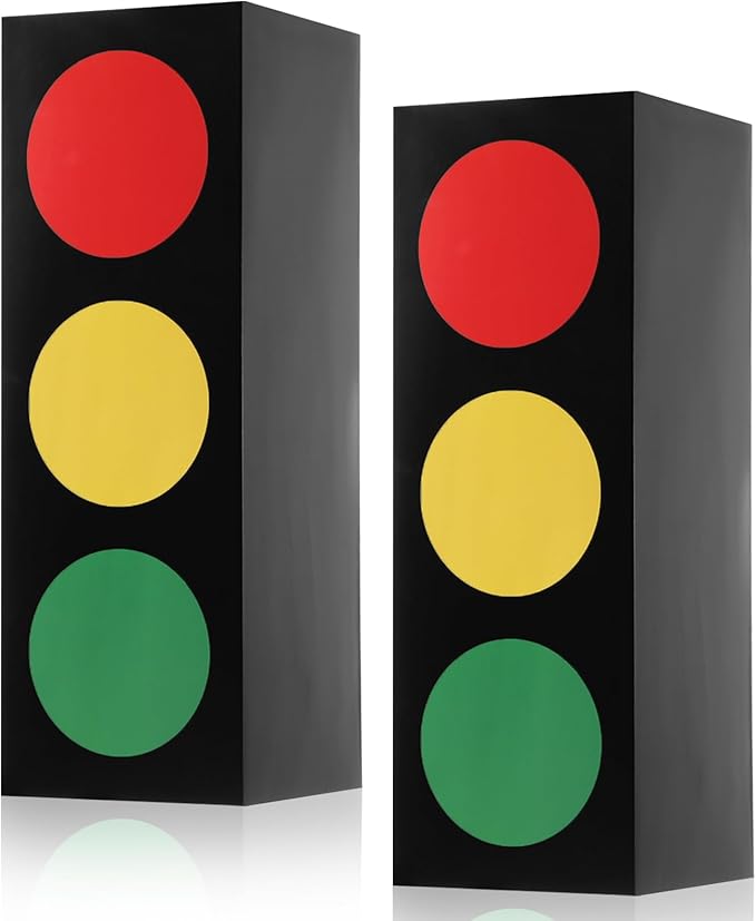 Zhanmai 2 Pcs Traffic Light Favor Boxes Decor 17'' Transportation Boxes for Stop Light Table Topper for Birthday Party Racing Car Party Centerpieces Construction Gift Photo Props Supplies