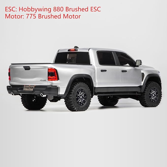 1/8 Remote Control Off Road Car Traction Hobby AWD RC Model Vehicle 2Speed Gearbox Metal Drive Shaft Shock Absorber No Battery Hobby Grade Model for Adult Hobby(Silver)