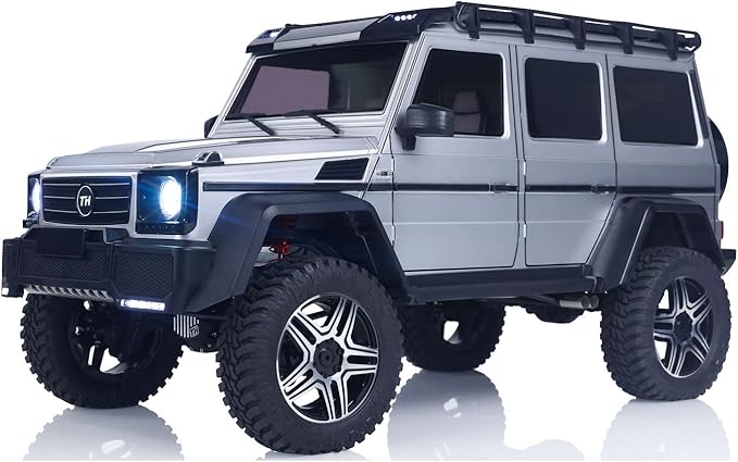 1/8 Remote Control Off Road Vehicle Portal Axle Differential Lock AWD 2Speed Gearbox 775 Brushed Motor PNP Model Crawler Car(Silver)