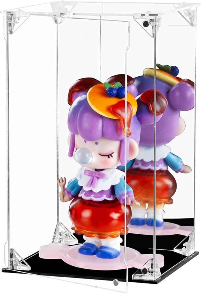 Acrylic Display Case with Magnetic Door, Clear Action Figure Display Case, Dustproof Protection Display Box Alternative Glass Case for Collectibles Figures Models Doll Toys (6x6x10 inch)