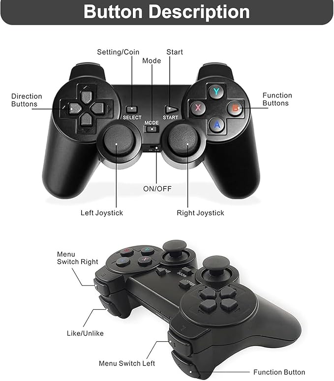 Wireless Retro Game Console Stick,4K HDMI Output & Dual 2.4G Wireless Controllers with 20000+ Games,Plug & Play Video Game Console,Ideal Gift for Gamers of All Age(64GB)(Black)