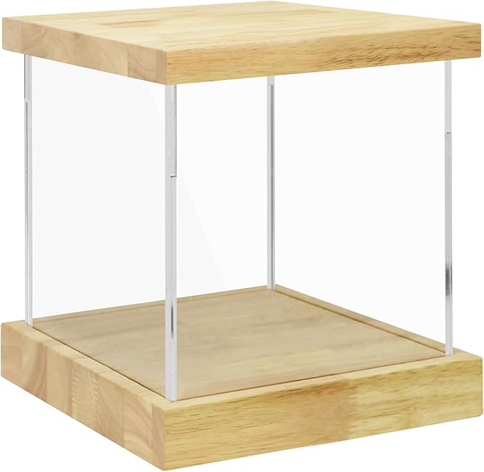 BenchPro Clear Acrylic Display Case for Trophy, Collectibles, Assemble Cube Display Box Stand Dust Proof Protection Showcase for Action Figures Toys. (1.75" & 1" Thick Wood, 10" H x 10" L x 10" D)