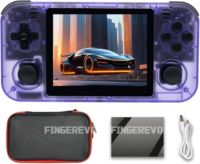 O30S Handheld Game Console 3.5-in 640 * 480 IPS OCA Screen 3000mAh Linux-opensource RK3326 o30s with Portable Case Transparent Purple