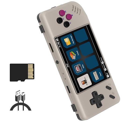 RG28XX Retro Video Handheld Game Console Linux OS Game Player 64G TF Card 5500+ Games 3100mAh Battery Compatible with Bluetooth and WiFi(Gray)