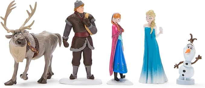 Disney Store Official Frozen Figure Set – 8 Fully Sculpted Disney Figures Including Anna, Elsa, Olaf, Kristoff & More in Double-Tiered Box with Scenic Backgrounds