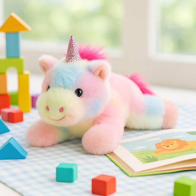 Adorable Rainbow Unicorn Stuffed Animal Soft Unicorn Plush Toy Cute Birthday Gifts for Boys Girls Kids Toddlers