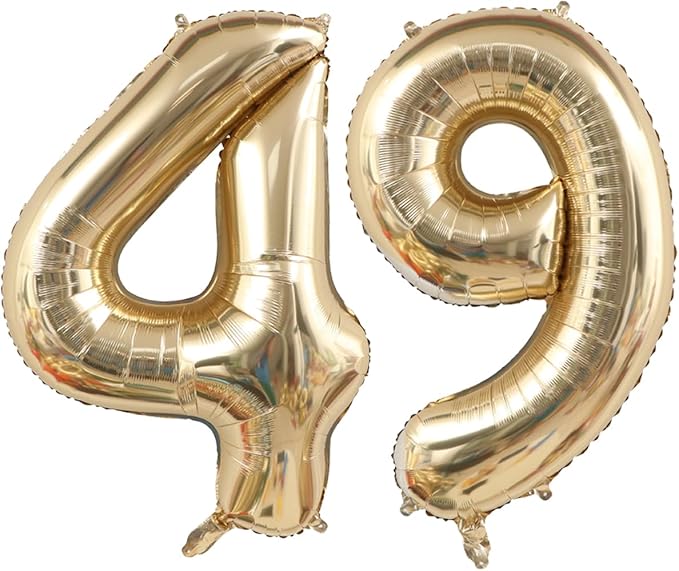 40 Inch Light Gold 49 Numbers Balloons White Gold Giant 49 Foil Mylar Helium Large Digital Balloon Champagne Gold Birthday Jumbo Balloons 49th or 94rd Anniversary Party Decorations Supplies