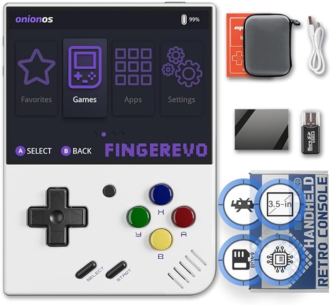 Miyoo Mini Plus OnionOS Handheld Game Console 3.5-inch 640*480 Screen 3000mAh Miyoo-mini+ with Portable Case White