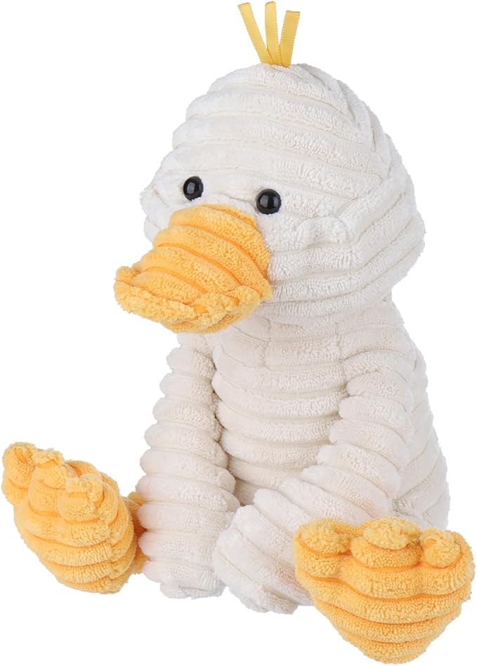 Apricot Lamb Toys Plush White Corduroy Duck with Thin Foot Stuffed Animal Soft Cuddly Perfect for Kids