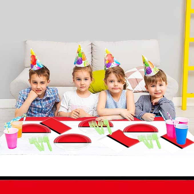 Cartoon Animation Birthday Party Supplies Includes 20 Plates and 20 Napkins and Tablecloth71 '' x 42 '' Video Games Themed Party Tableware