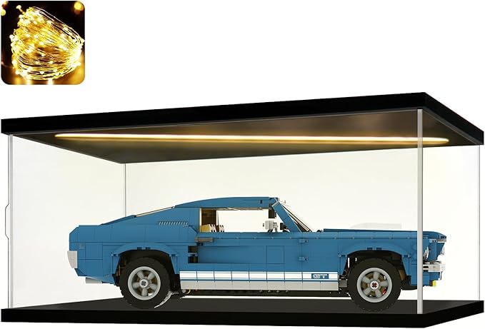 Acrylic Display Case for Collectibles Clear Acrylic Boxes for Display Action Figures Car Model Lego Set 10265 Display Case Dustproof Storage Box(Black-Solid Yellow; 15.7*7.9*5.9 inch)