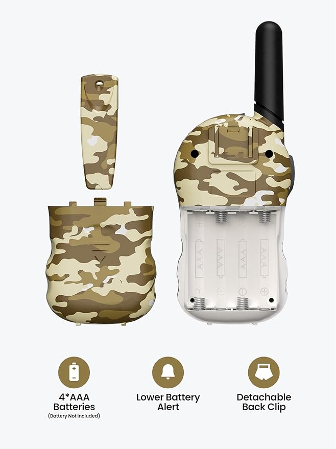 FOREDOM Walkie Talkies for Kids Walkie Talkies Long Range for Boys & Girls Age 3 to 12 Year Old Birthday Cool Army Toys - 2 Pack