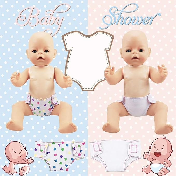 DC-BEAUTIFUL 4 Pack Baby Diapers Doll Underwear for 14-18 Inch Baby Dolls, Suitable for Infant Dolls Baby Girls