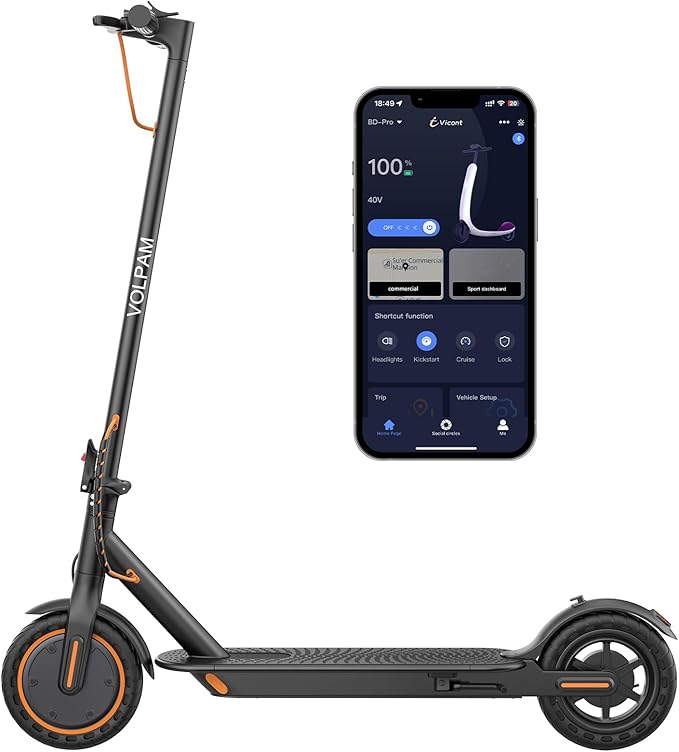 VOLPAM Electric Scooter, 350W/500W Powerful Motor, 8.5"/10" Solid Tires, 19/21Mph, 28/23/21/16 Miles Max Range, Dual Braking