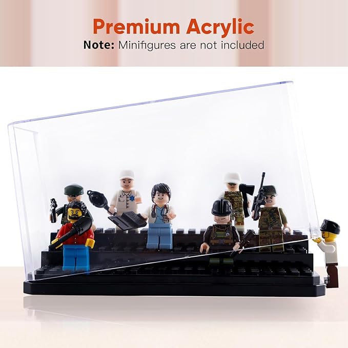 Medium-Sized Miniature Display Case for Figures, 4 Pack Building Block Display Cases for Collectibles, Acrylic Display Storage Box, Gift for Action Figure & Miniatures Toys Lovers