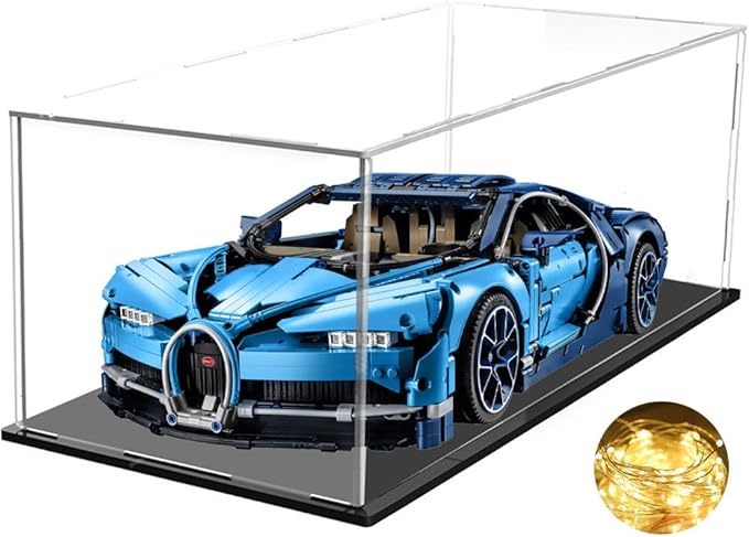 DuvinDD Acrylic Display Case for 1/8 Scale Model Car Large Lego Display Case for 42096 42083 Showcase Countertop Clear Display Box Dustproof Storage Acrylic Box with Black Base(23.6x11.8x7.8inch)