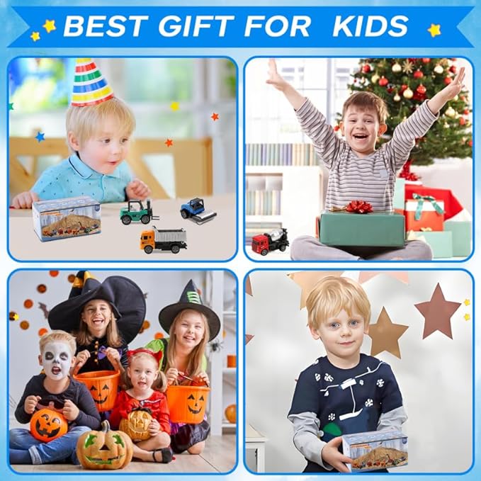 8-in-1 Mini Die Cast Alloy Construction Vehicle Set, Pull Back Toy Cars for 3 4 5 Year Old Boys Girls, Outdoor Boys Girls Toys, Ideal Gift for Birthday Party Favors & Christmas Stocking Stuffers