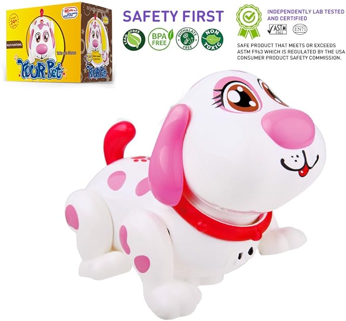 WEofferwhatYOUwant Robot Dog Helen – Interactive Talking Puppy for Girls – Electronic Pet Toy Walks, Talks, Barks, Dances & Sings – Touch Sensors, Bump-n-Go, Lights & Sounds – Toddler Gift Age 2+