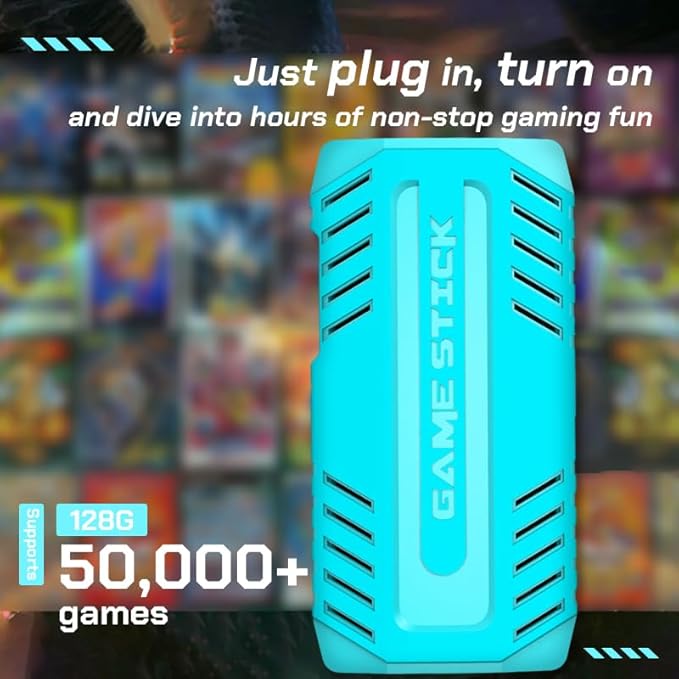 U36 Retro Game Console,50000+Games and 40 Emulators, with Dual 2.4G Wireless Controllers, Plug and Play 4K HD HDMI TV Game Stick (128GB) 1