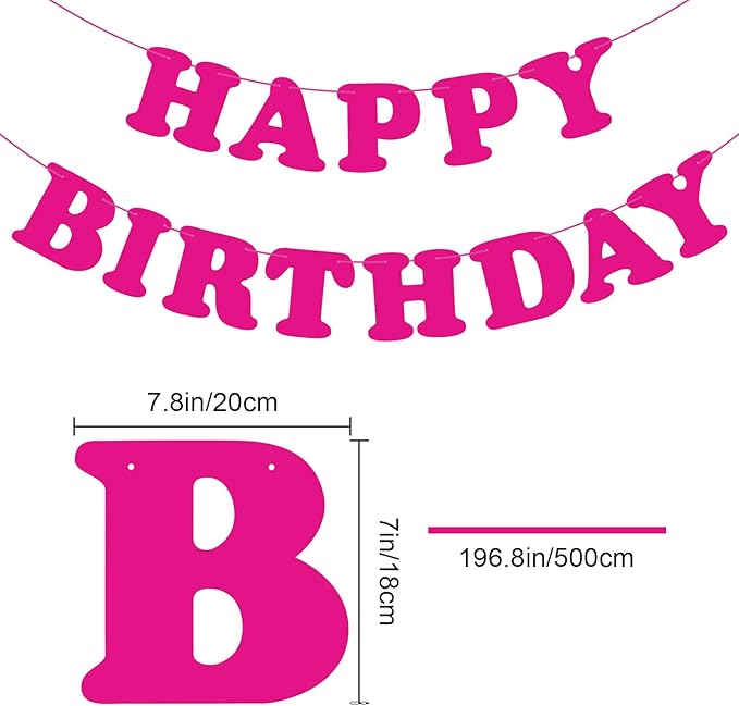 Pink Happy Birthday Banner Sign Birthday Backdrop Party Supplies for Kids Boys Girls Birthday Party Decorations
