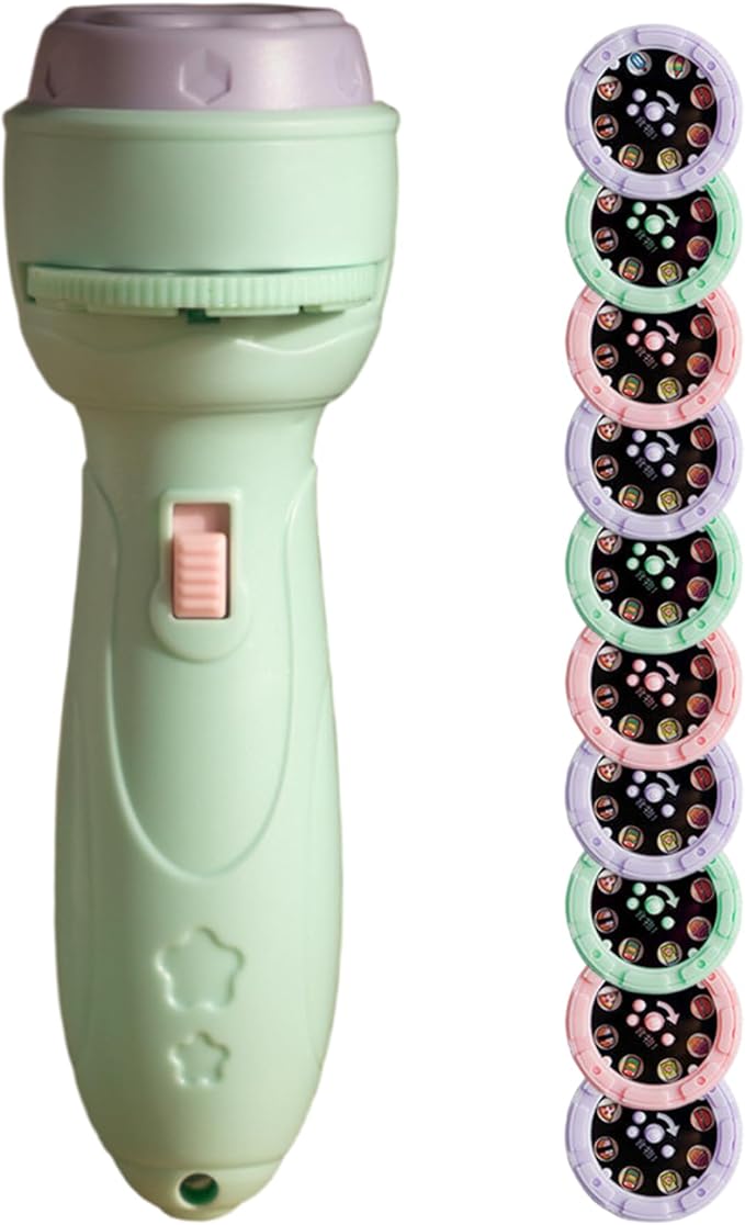 Toddler Flashlight, 80 Pattern Slides & 10 Projection Cards Kids Story Projector for Story Bedtime, Birthdays Gifts for Kids, Green, Flashlight Projector for