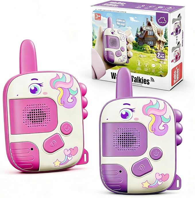 Walkie Talkie Suitable for Children Aged 3-9-2 Outdoor Adventure Toys with a Call Range of 1000 feet, Unicorn Toy, Birthday Gift, Easter Gift, Valentine's Day Gift for Children Aged 4 to 8