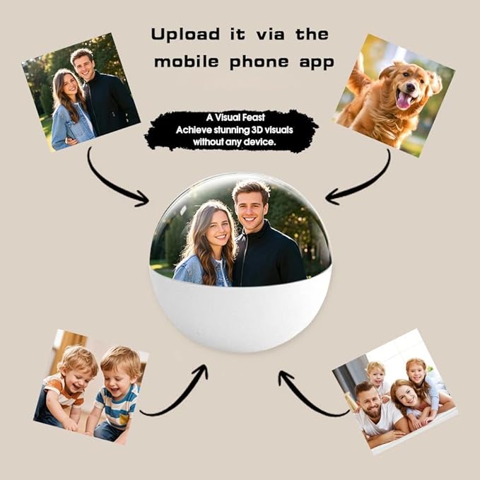 2.7" Crystal Ball Video Player,Memory Orb,Personalized Digital Photo Video Player with Digital & Heartbeat Display,Uploadable Videos & Photos Through Mobile APP,for Anniversary Birthday