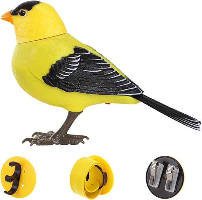 Electric Bird Toy, Realistic Singing & Chirping, Battery Operated, Light & Voice Control for Home Decoration
