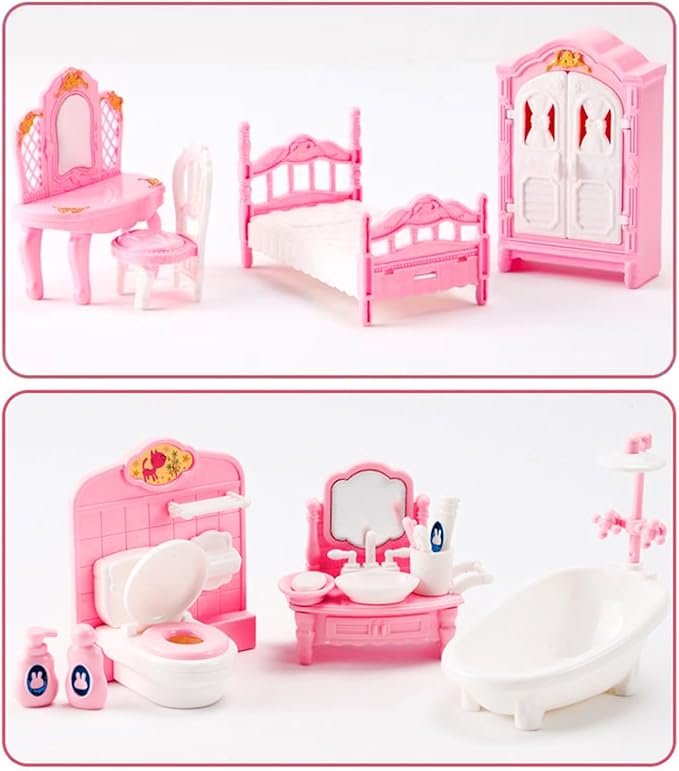 35 Pcs Dollhouse Furniture Accessories Set Mini House Furniture Small Dollhouse Miniature Furniture Play House Accessories 1:12 Tiny Kitchen Bedroom LivingRoom Bathroom Boy Girl Toddler3Y+ (A Set)