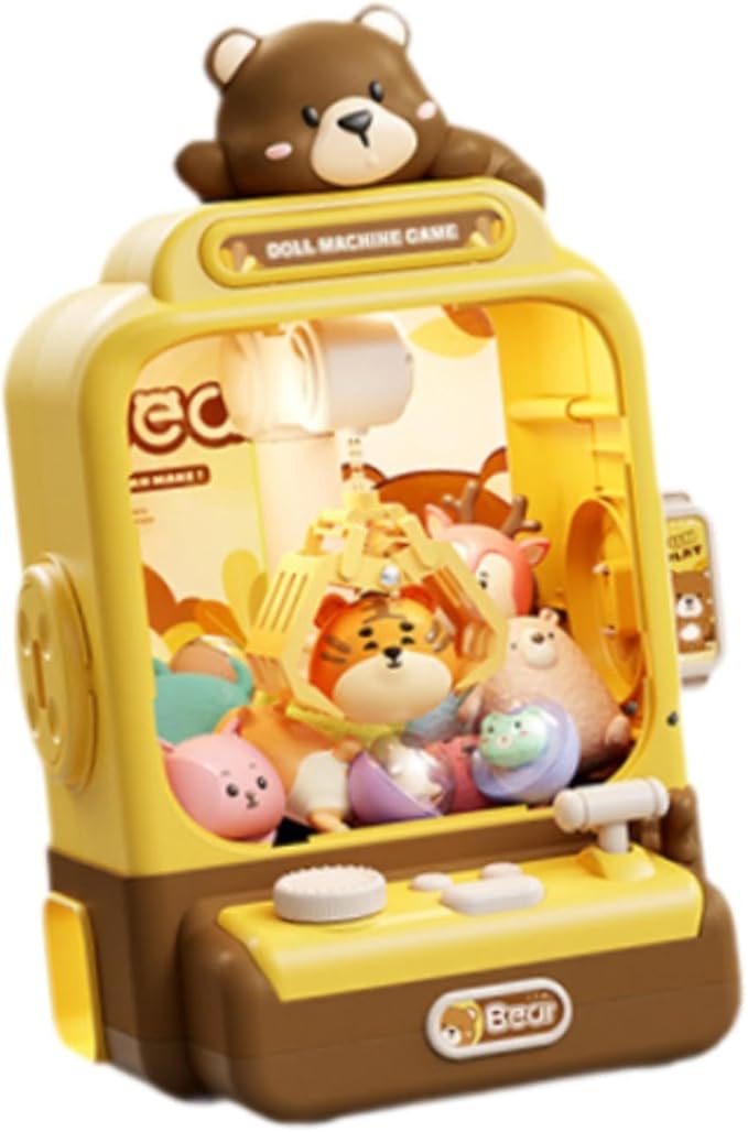 Yiju Electronic Claw Machine Prize Dispenser Toy and Sounds Grabber Plush Kids Vending Toy for Kids Children Boys Girls, Brown