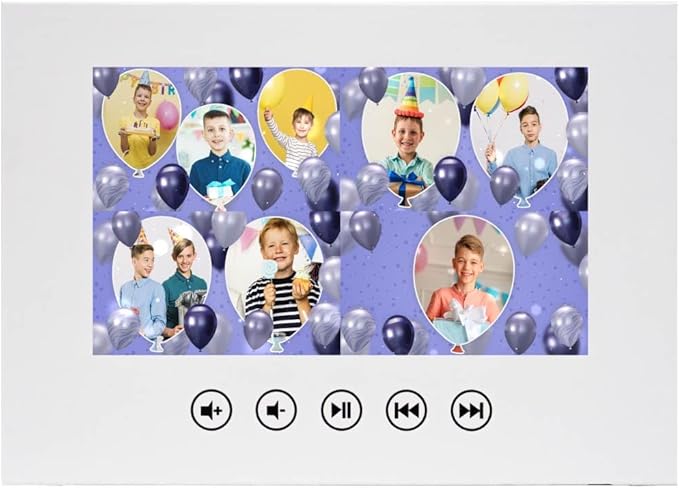 Custom Birthday Video Card for Boys – Playable Slideshow with Photos – Unique Tech Gift for Kids – 7” LCD Display, Rechargeable Battery, 4GB Built-in Memory