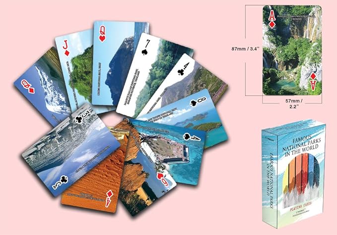Creanoso National Park Playing Cards (2 Decks) - Themed Parties Props Theme Games – Stocking Stuffers for Birthday Wedding Celebration Wall Decor - Activity Learning Cards for Family and Friends