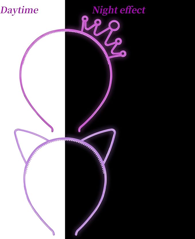 Glow in The Dark Party Supplies Cat Ear Crown Heads for Birthday Party Halloween Party