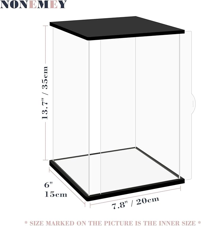 NONEMEY Clear Acrylic Display Case with Remote Control Light for Collectibles, Dustproof Model Showcase Organizer Box, Display Case for Collectibles (7.8x6x13.8inch,20x15x35cm)