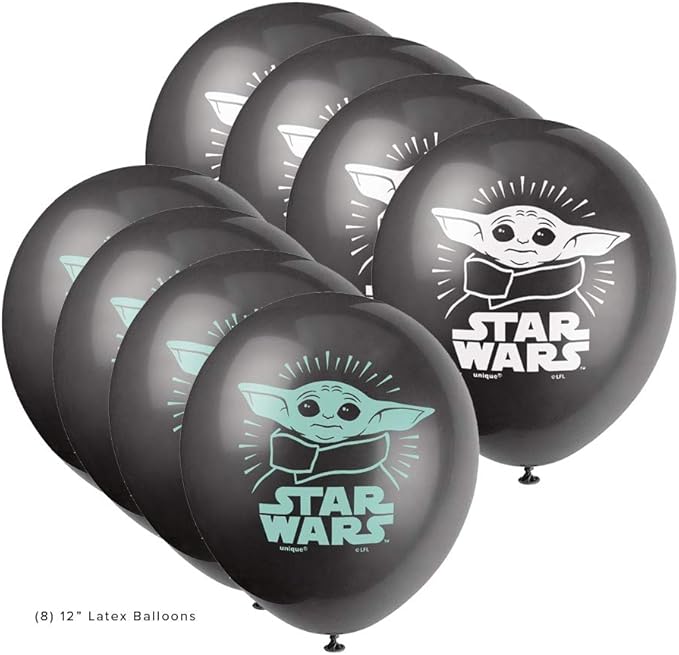 Baby Yoda Mandalorian The Child Themed Happy Birthday Party Supplies for Kids, Serves 16, Decor and Dinnerware with Balloons, Banner, Table Cover, Party Planner, Cups, Plates, Napkins, Sticker and