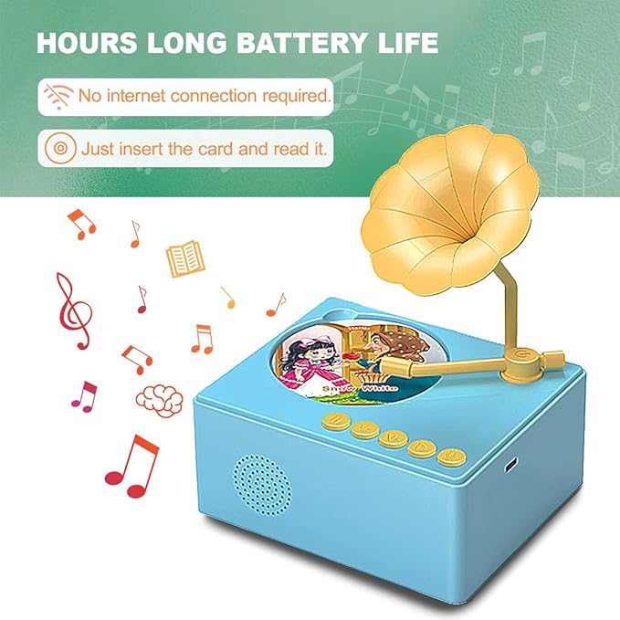 Toddlers Story Musical Player Toys - Kids Phonograph Storytelling Recorder with 96 Songs Stories Music Cards - Children's Educational Learning Birthday Xmas Gift for Boys Outdoor Indoor