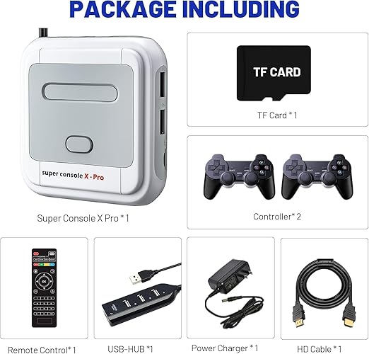 Kinhank Super Console X Pro with 100000+ Games,TV & Game System in 1, Mini Retro Game Consoles for 4K HD/AV Output,Compatible with 63+ Emulators,2 Game Controllers