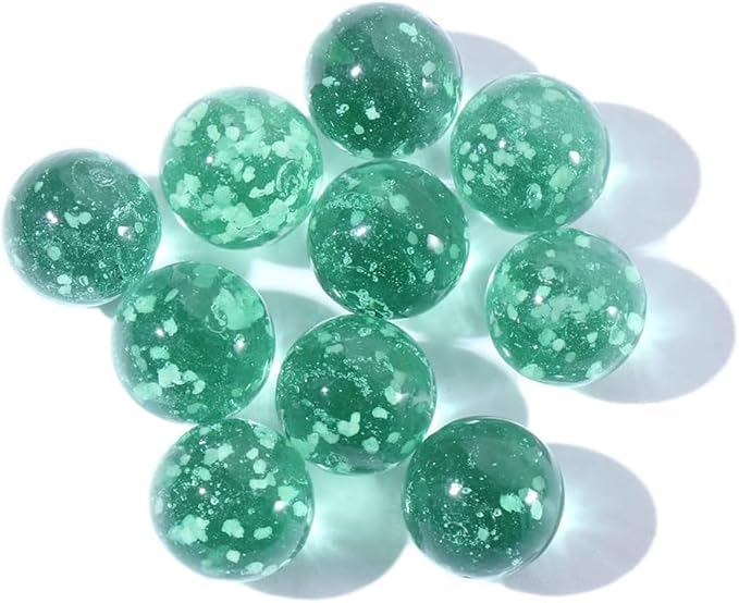 10Pcs Glass Marbles Glow in The Dark Multi-Color Luminous Marbles Marble Games and DIY Home Decoration Marble Runs Learning and Education (0.47 inch) (Green)