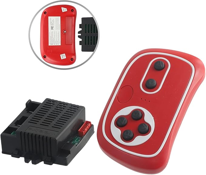 2.4G RC Remote Control Receiver 6V 12V 24V Electric Motor Controller Compatible for Children Electric Toy Car with Battery Installation Instructions(RX18 B 12V Full set red)