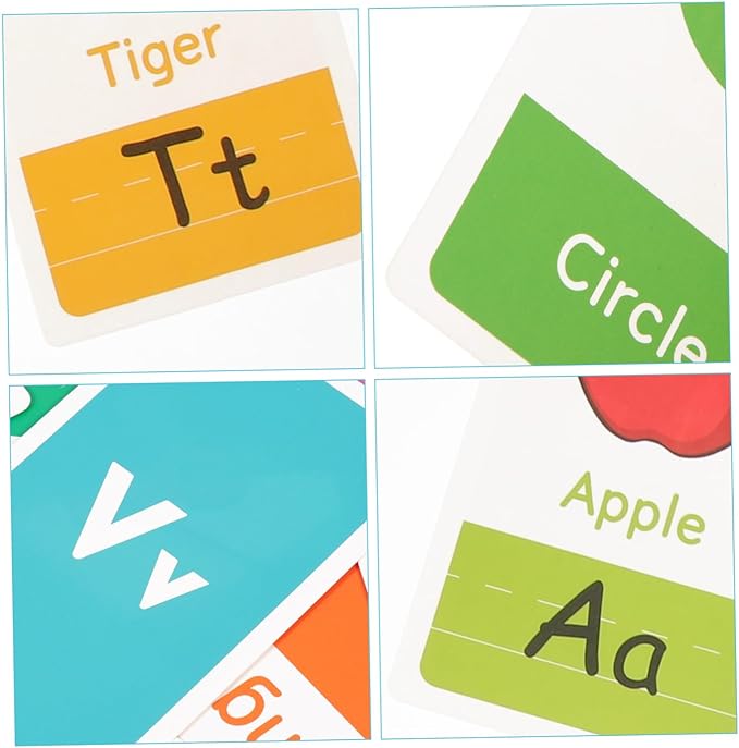 FRCOLOR 58Pcs Early Education Flash Cards for Ages Portable Lightweight Alphabet Numbers Colors Shapes Animal Teaching Word Cards for Cognitive Learning and School Use