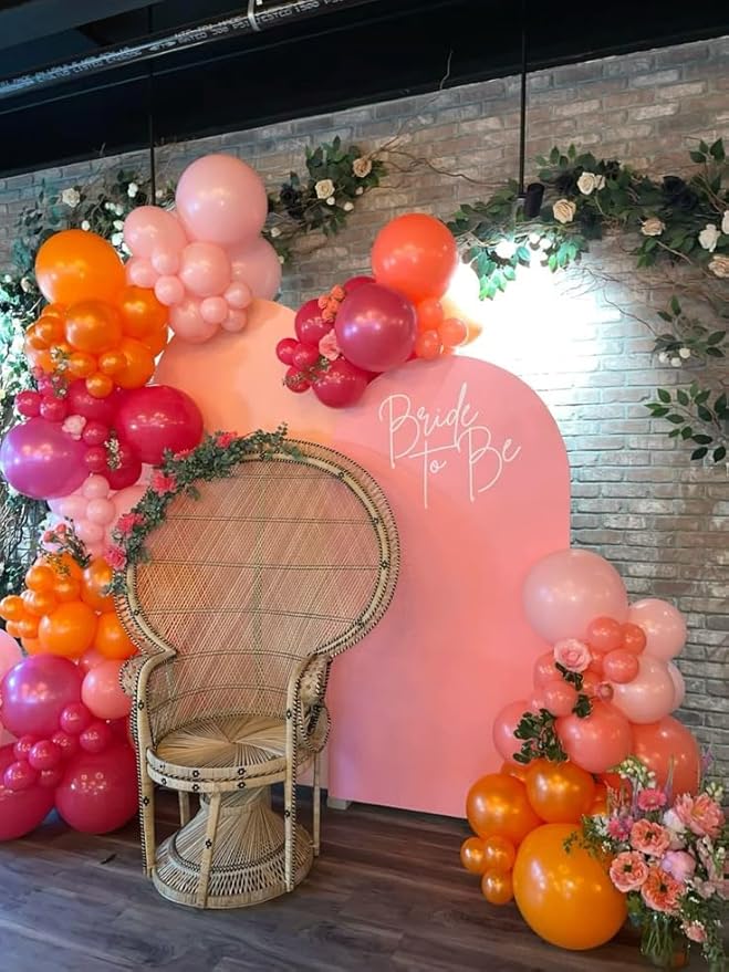 Pink Orange Rose Balloon Arch Garland Kit for Tropical Summer Bridal shower Birthday Aperol Spritz Love at First Spritz Bachelorette Party Decoration (Pink Orange Rose)