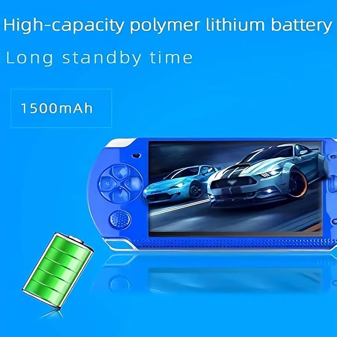 Generic Handheld Preloaded Electronic Game, Built-in 1200+ Classic Retro Games, 4.3'' HD Screen, Dual Joystick, Supports TV Output, Blue