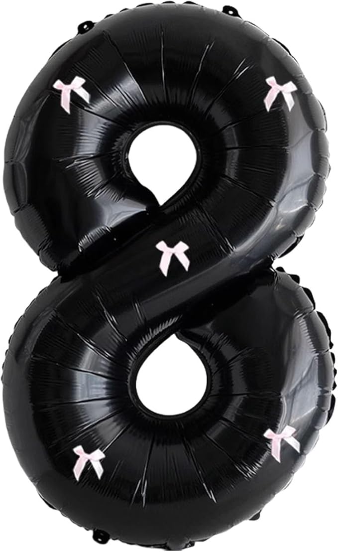 PLAP Birthday Number Balloon Bow Black Party Supplies 32 "Birthday Number Decoration (Number 8)