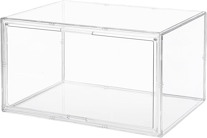 XXL Acrylic Display Case - Horizontal 19.6" Cabinet for Vehicle Models & Sports Memorabilia, Magnetic Door Dustproof Showcase for Wings, Swords, Bats (L19.6 xW14.5 xH11.5)